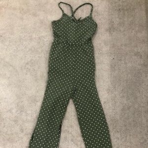 green polkadot jumpsuit
